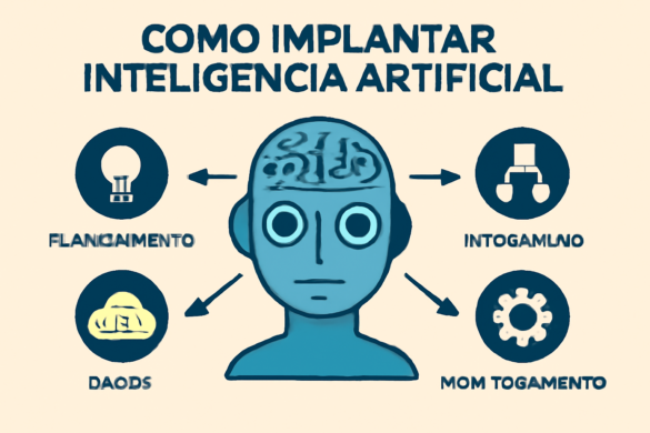 Ilustração sobre como implantar inteligência artificial com segurança, produtividade e respeito às pessoas.