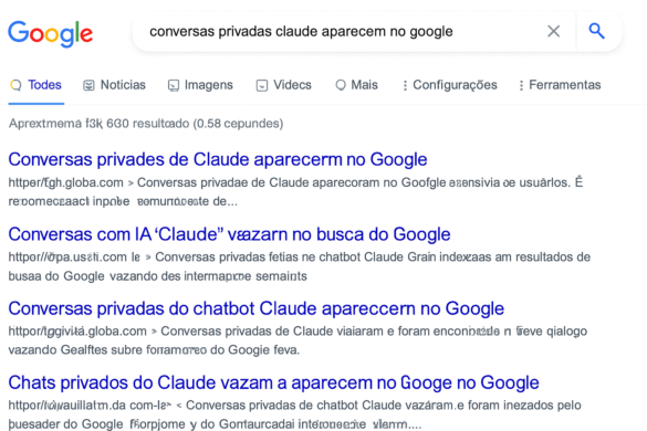 Ilustração sobre conversas privadas claude aparecem no Google e a exposição de chats